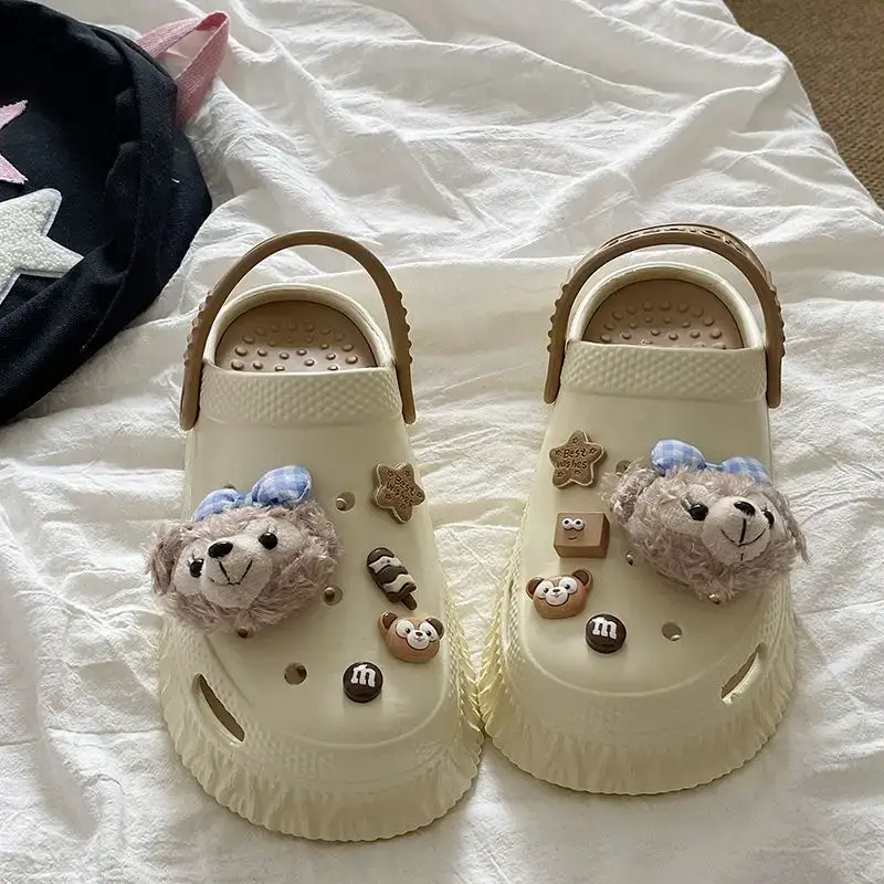 Women's Black Detachable EVA Sandals with Bear Decor - Image 4