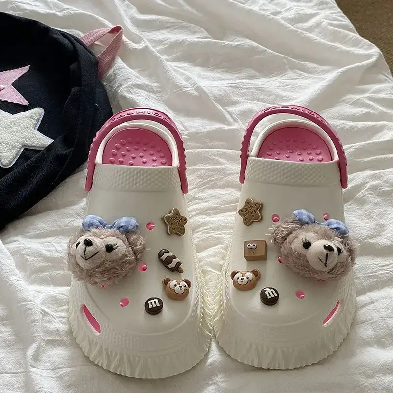 Women's Black Detachable EVA Sandals with Bear Decor - Image 5