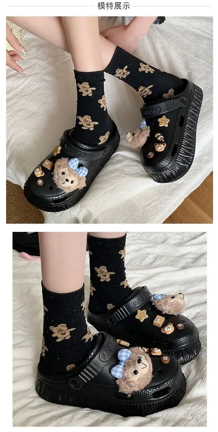 Women's Black Detachable EVA Sandals with Bear Decor — feature 13