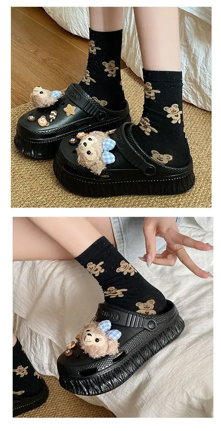 Women's Black Detachable EVA Sandals with Bear Decor — feature 14