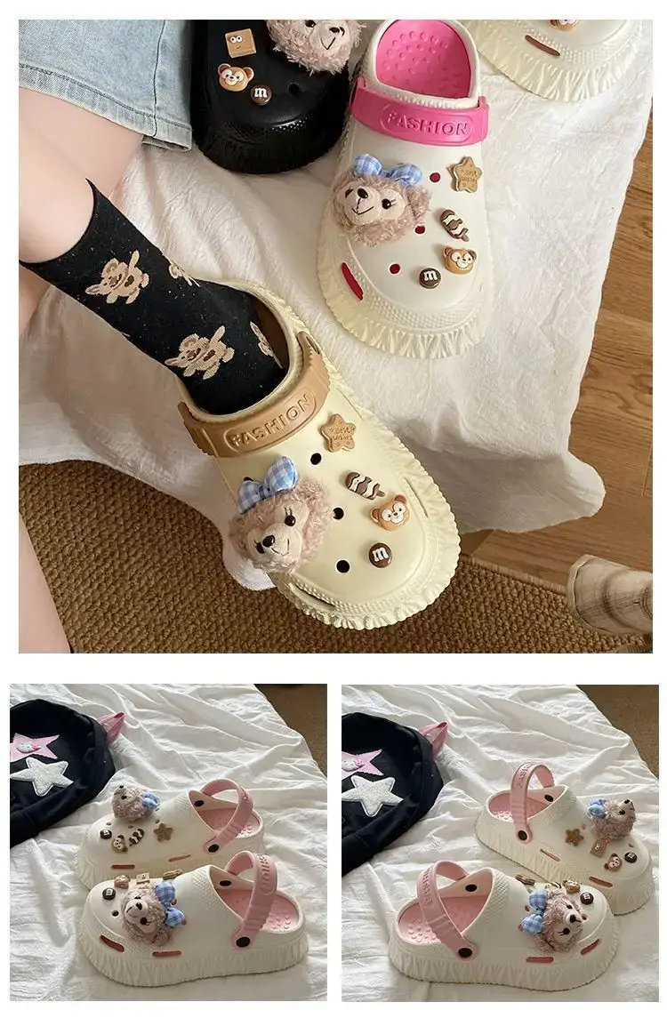 Women's Black Detachable EVA Sandals with Bear Decor — feature 15