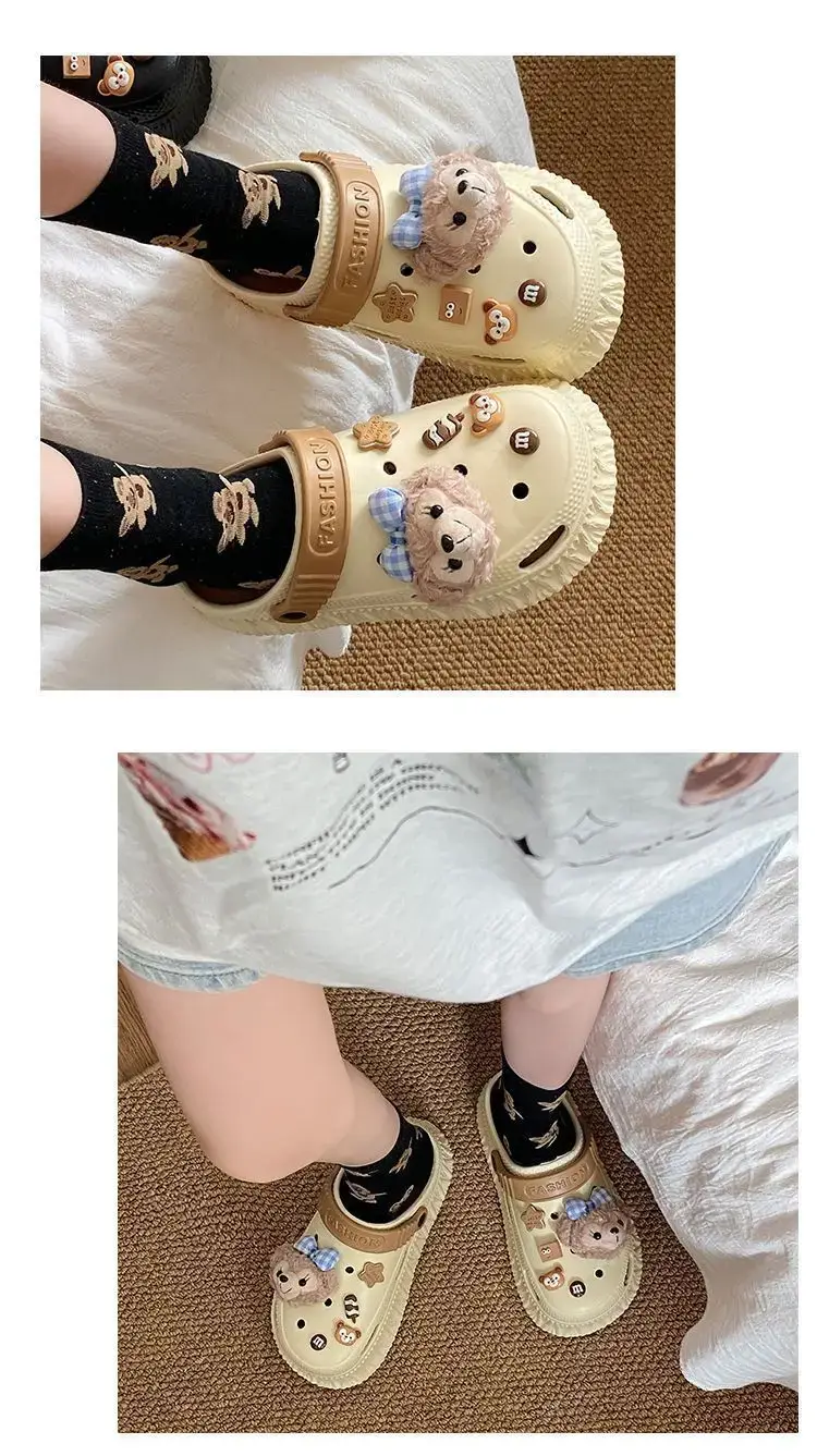 Women's Black Detachable EVA Sandals with Bear Decor — feature 16