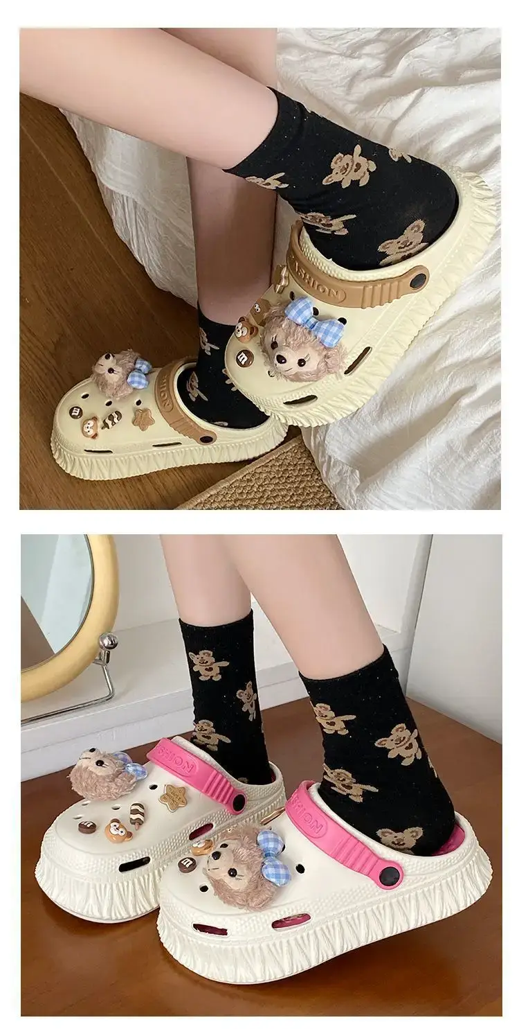 Women's Black Detachable EVA Sandals with Bear Decor — feature 17
