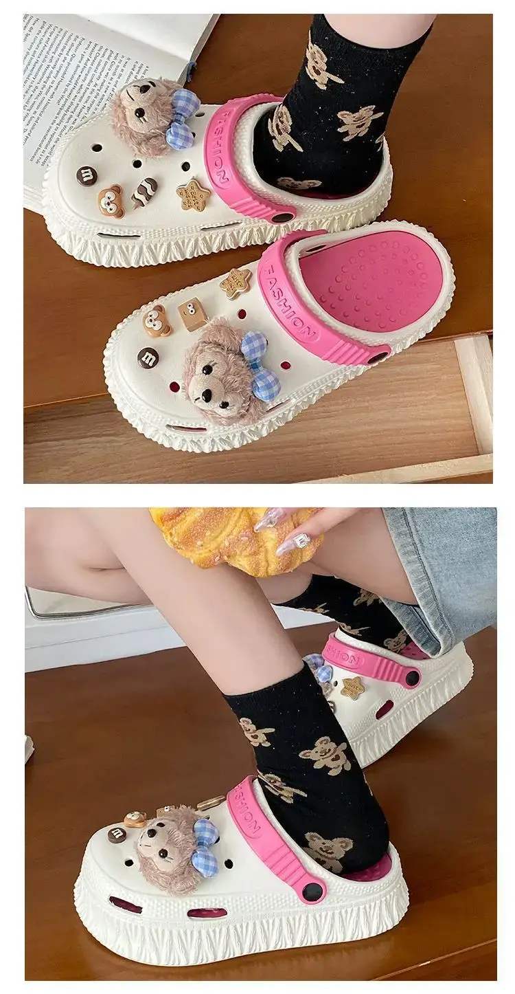 Women's Black Detachable EVA Sandals with Bear Decor — feature 18
