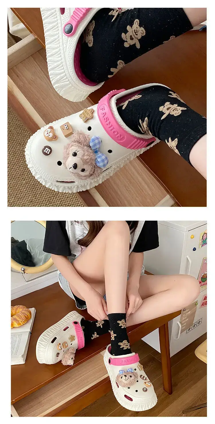 Women's Black Detachable EVA Sandals with Bear Decor — feature 19