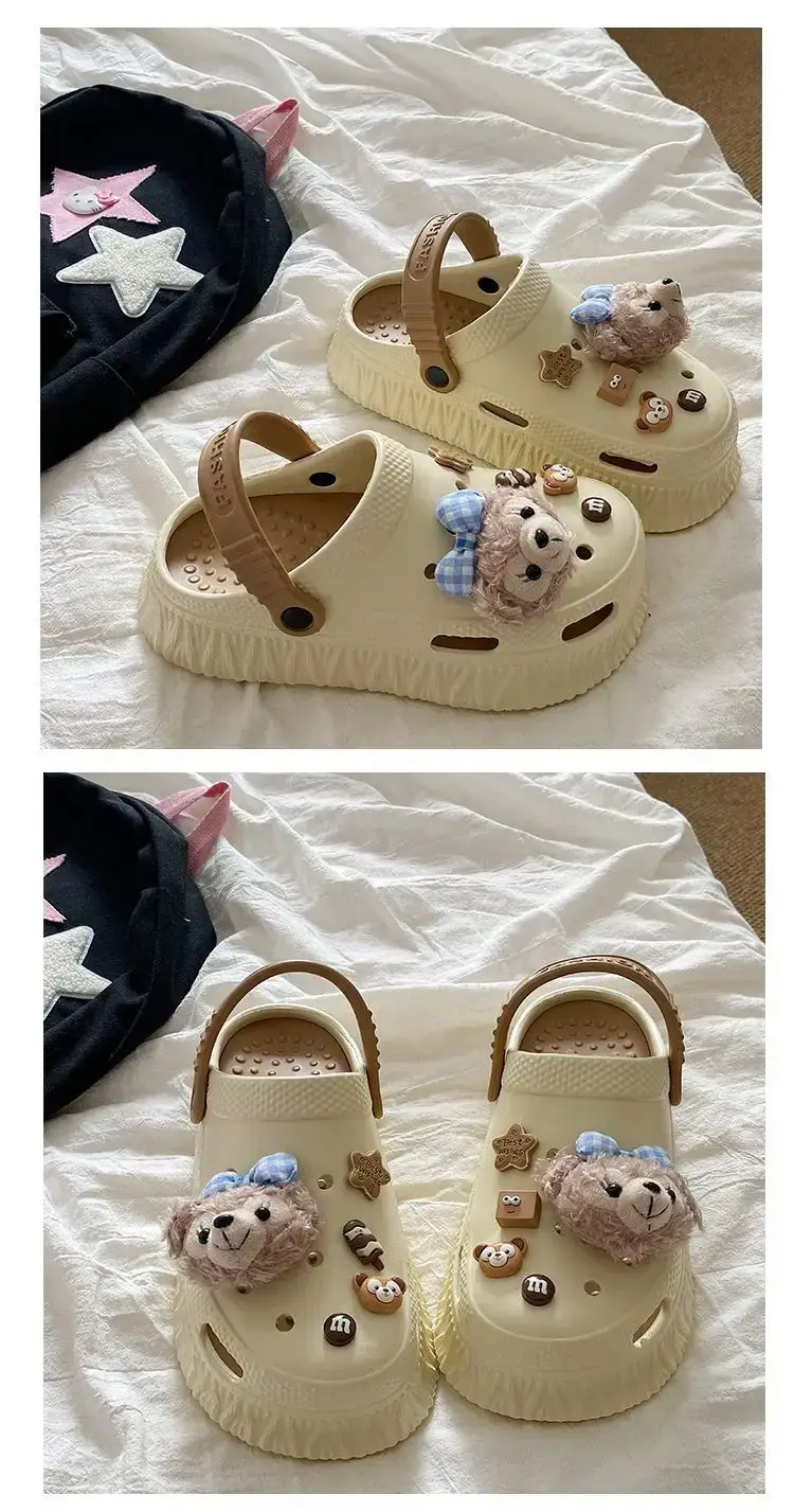Women's Black Detachable EVA Sandals with Bear Decor — feature 23