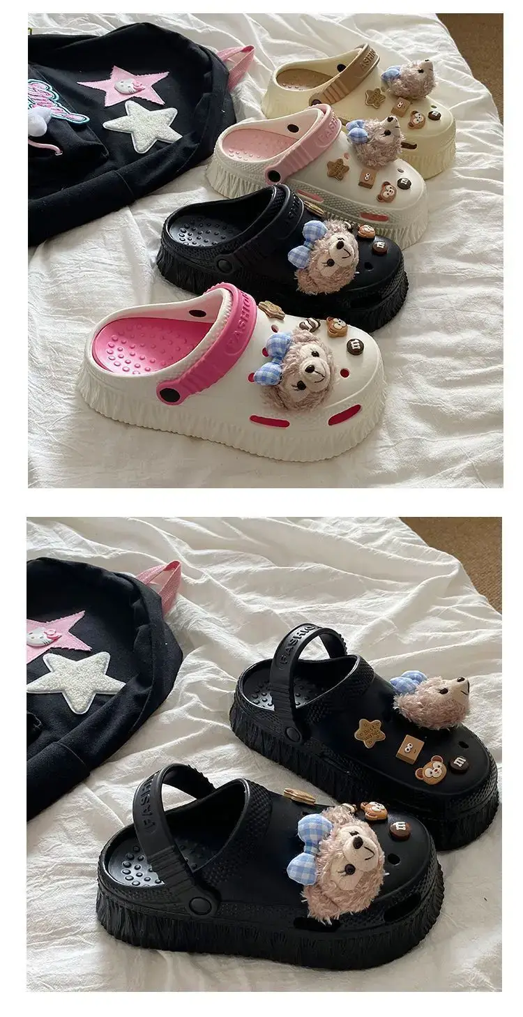 Women's Black Detachable EVA Sandals with Bear Decor — feature 24