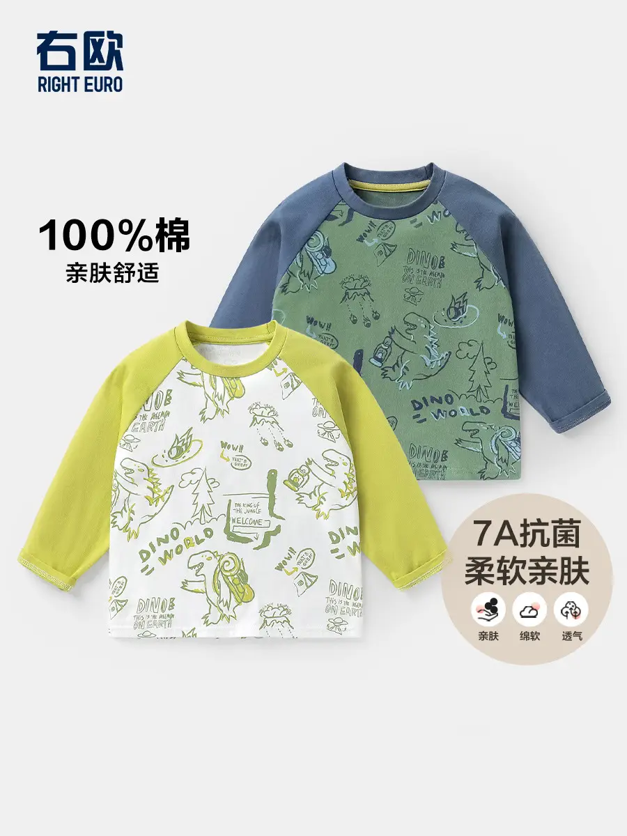 Boys Cotton Antibacterial Long Sleeve T-Shirt Autumn Kids