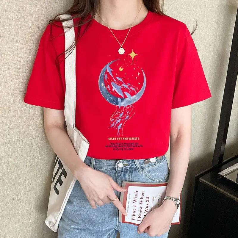 Pure cotton short sleeve T-shirt women's summer wear inner top is shoulder design sense women's half sleeve loose round neck wholesale — feature 14