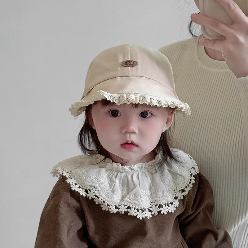Baby Lace Cap Hat with Big Brim for Girls Spring Summer - Image 3