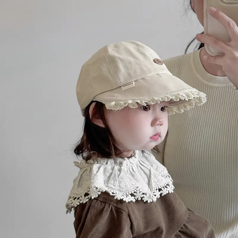 Baby Lace Cap Hat with Big Brim for Girls Spring Summer — feature 9