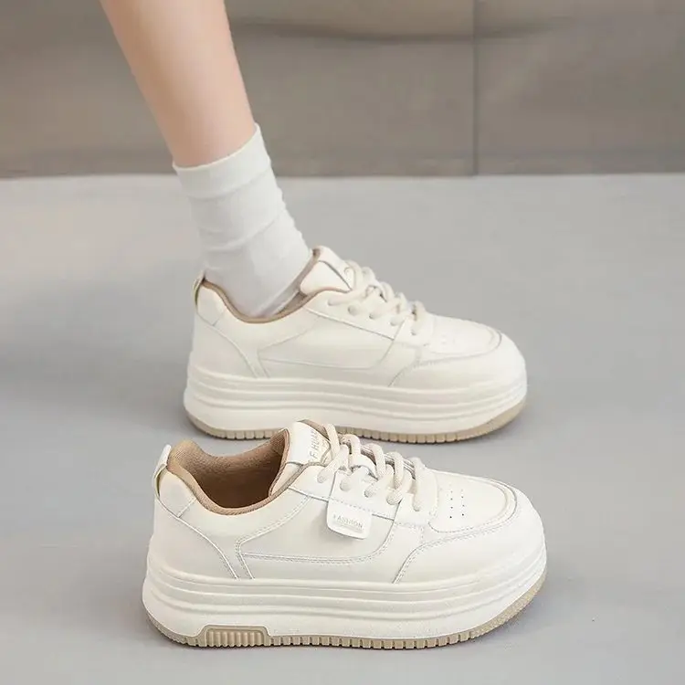Explosions thick-soled small white shoes women's 2025 spring new all-match thick-soled heightened board shoes casual shoes muffin sneaker - Image 4