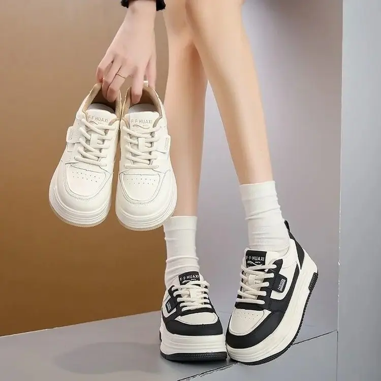 Explosions thick-soled small white shoes women's 2025 spring new all-match thick-soled heightened board shoes casual shoes muffin sneaker — feature 1