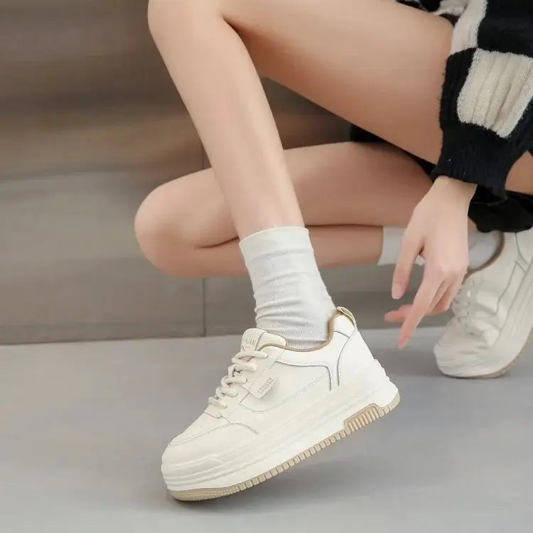 Explosions thick-soled small white shoes women's 2025 spring new all-match thick-soled heightened board shoes casual shoes muffin sneaker — feature 2