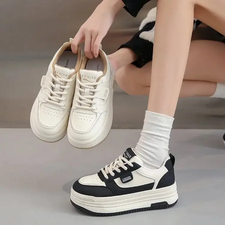 Explosions thick-soled small white shoes women's 2025 spring new all-match thick-soled heightened board shoes casual shoes muffin sneaker — feature 3