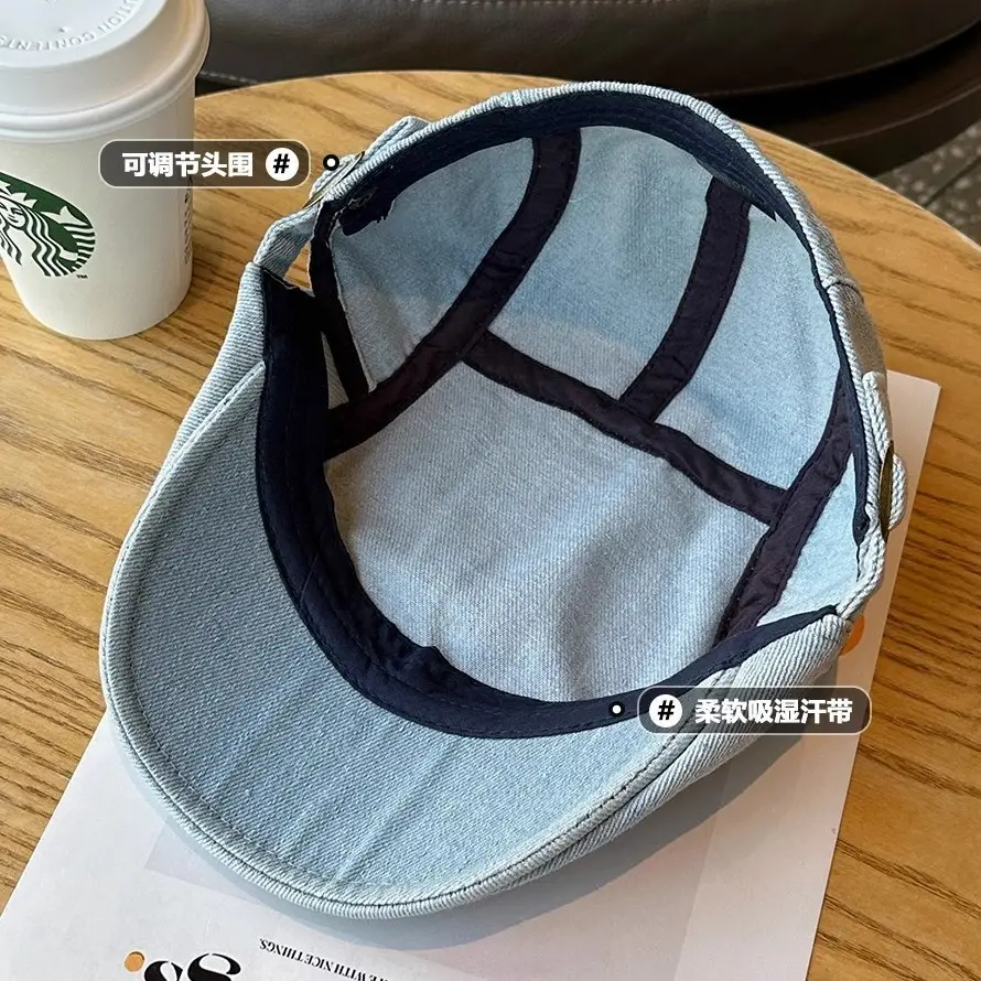 Japanese Denim Vintage Cap for Women Men Washed Duck Tongue - Image 7