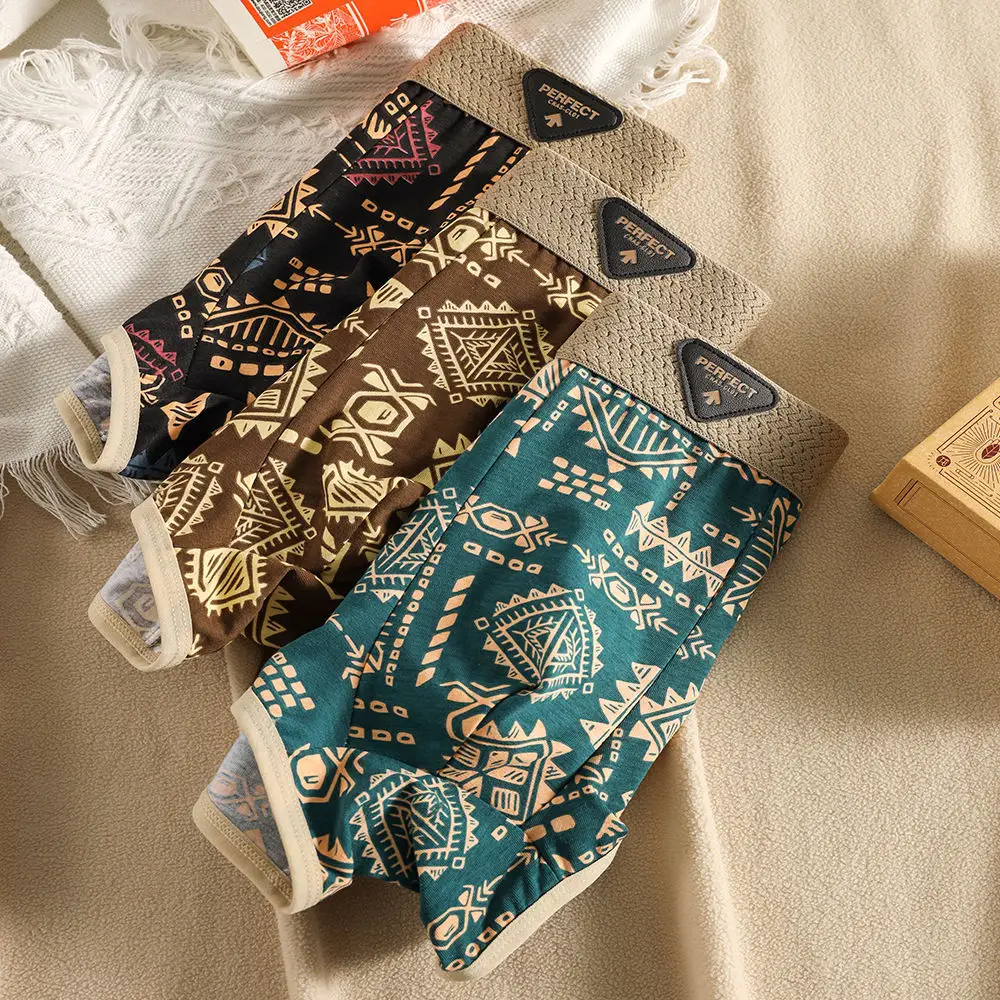 American Retro Printed Cotton Boxers for Men
