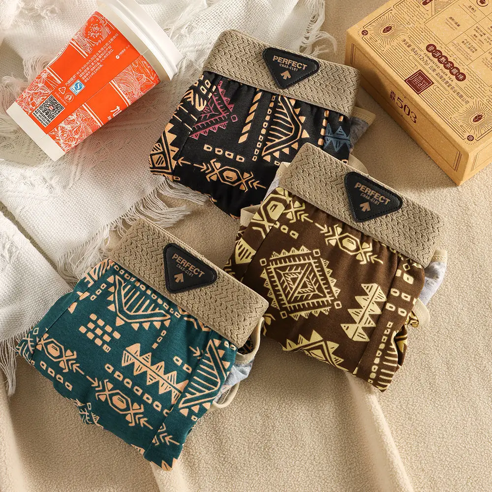 American Retro Printed Cotton Boxers for Men