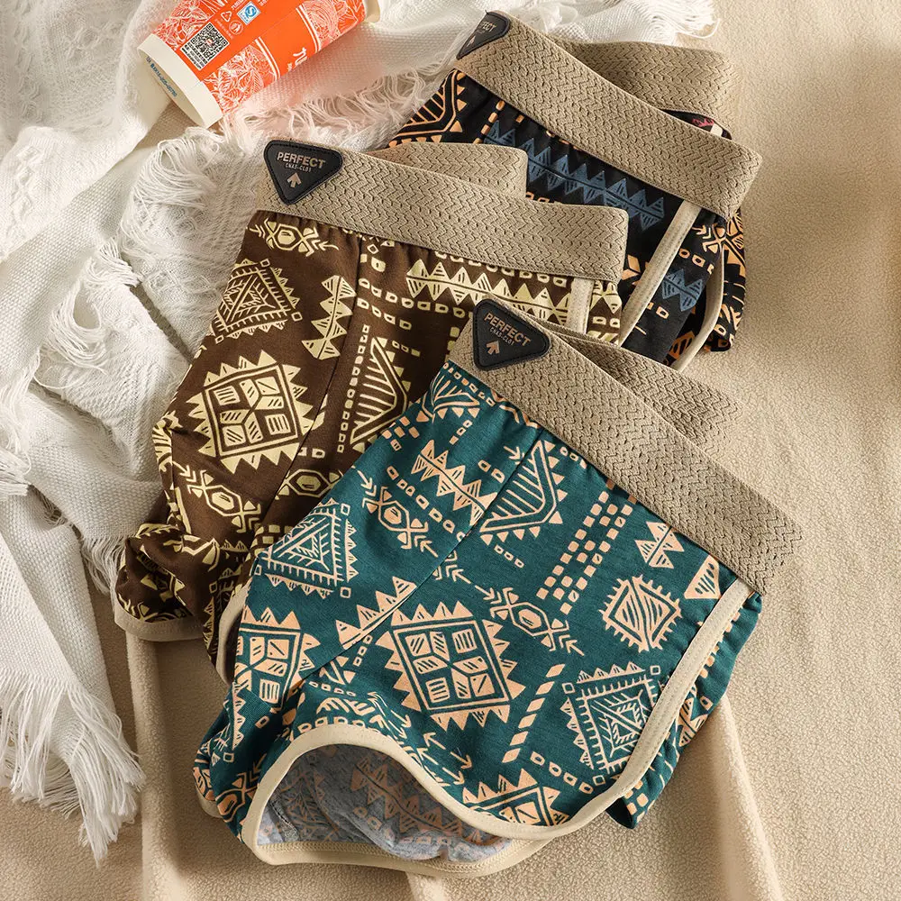 American Retro Printed Cotton Boxers for Men