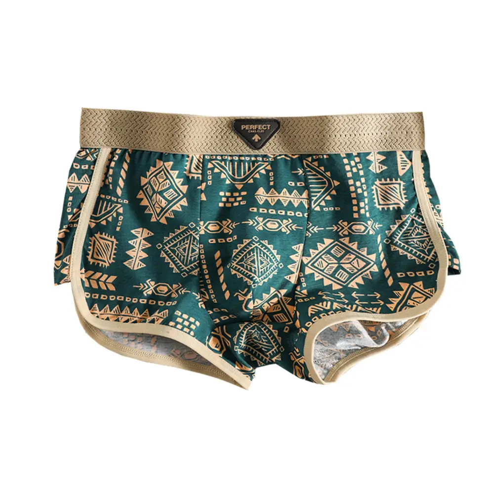 American Retro Printed Cotton Boxers for Men