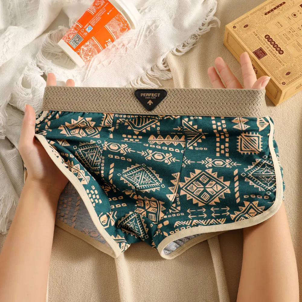 American Retro Printed Cotton Boxers for Men
