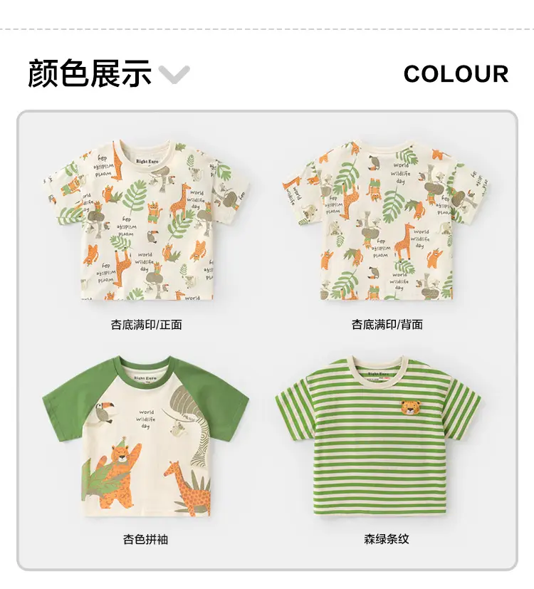 Right European Boy's Antibacterial T-Shirt Green Striped — feature 13