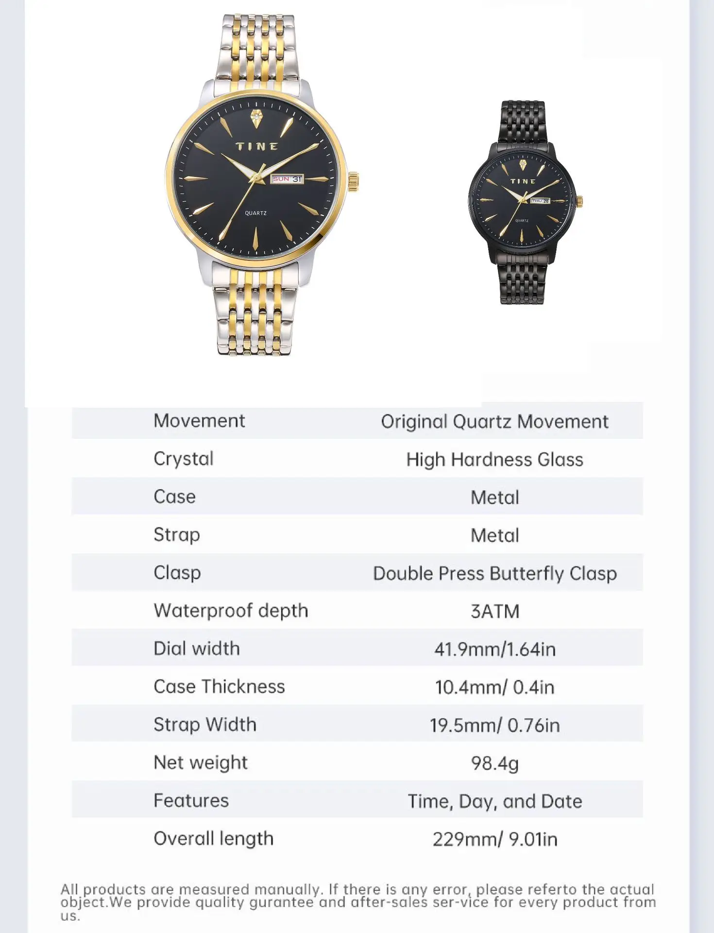 Tine Men's Luminous Waterproof Double Calendar Watch — feature 12