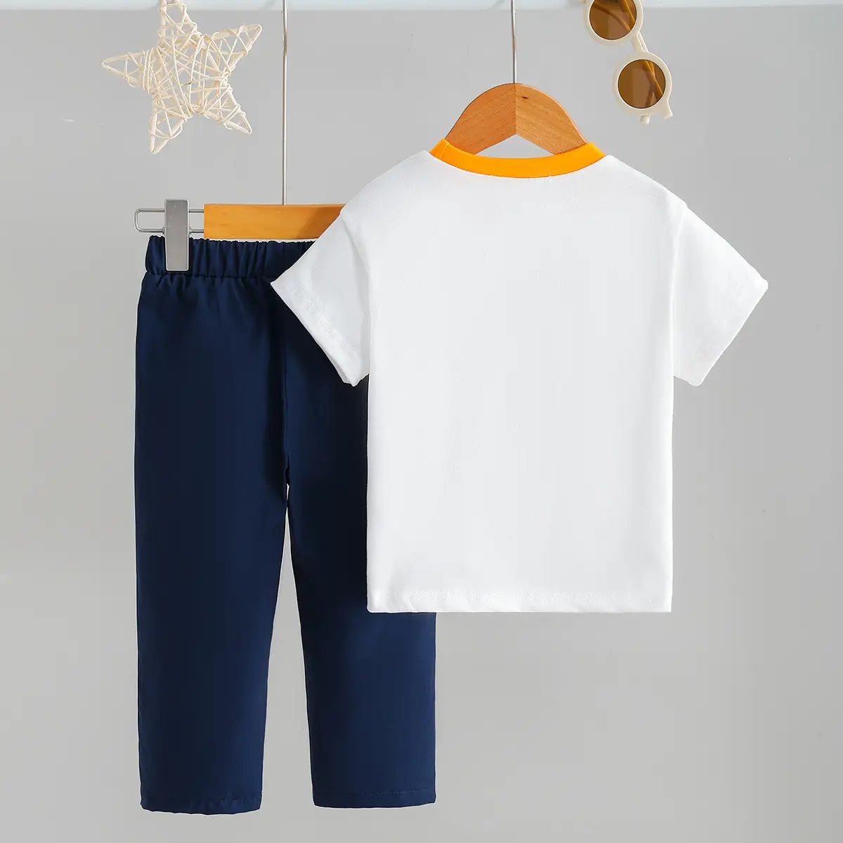 Kids White T-Shirt Navy Pants Summer Set - Image 3