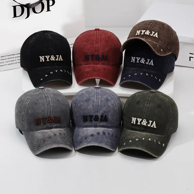 American Vintage Letter Baseball Cap Women's Face Showface Small Spring New Washed All-match Casual Sunshade Duck Tongue Hat for Men - Image 11