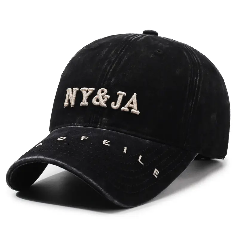 American Vintage Letter Baseball Cap Women's Face Showface Small Spring New Washed All-match Casual Sunshade Duck Tongue Hat for Men - Image 2