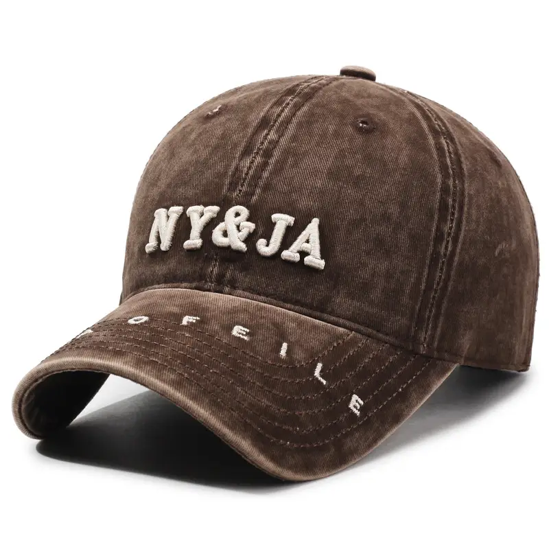 American Vintage Letter Baseball Cap Women's Face Showface Small Spring New Washed All-match Casual Sunshade Duck Tongue Hat for Men - Image 5
