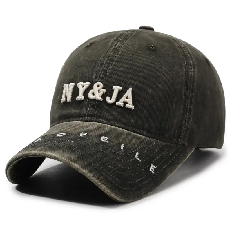 American Vintage Letter Baseball Cap Women's Face Showface Small Spring New Washed All-match Casual Sunshade Duck Tongue Hat for Men - Image 6