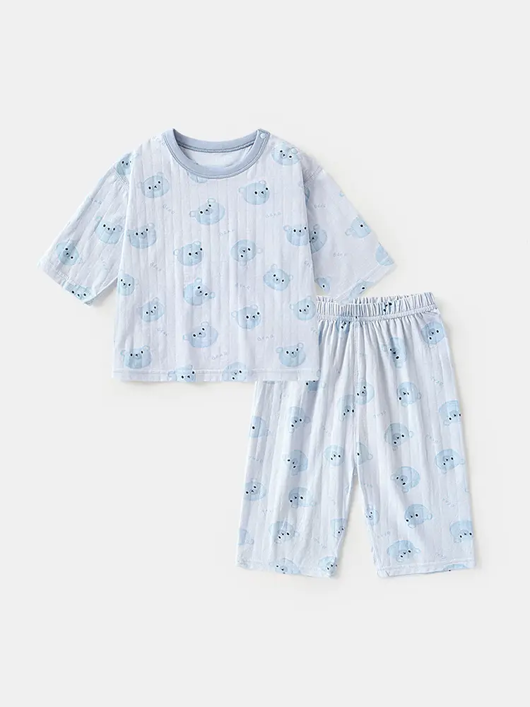 Kaka Panda Boys' Purple Short Sleeve T-Shirt & Shorts Set