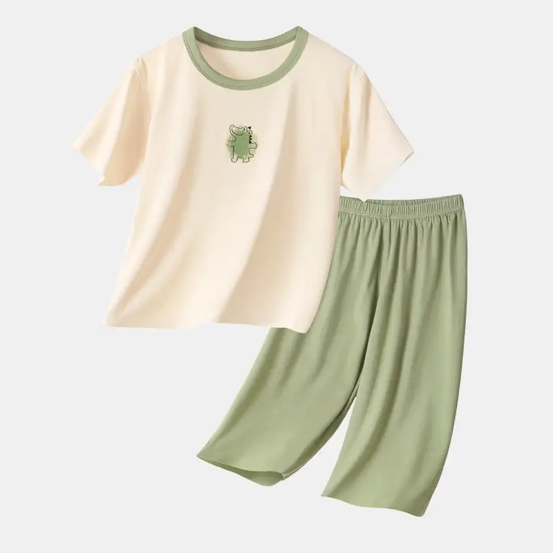 Kaka Panda Boys' Purple Short Sleeve T-Shirt & Shorts Set