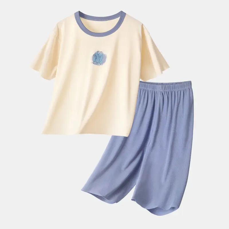 Kaka Panda Boys' Purple Short Sleeve T-Shirt & Shorts Set