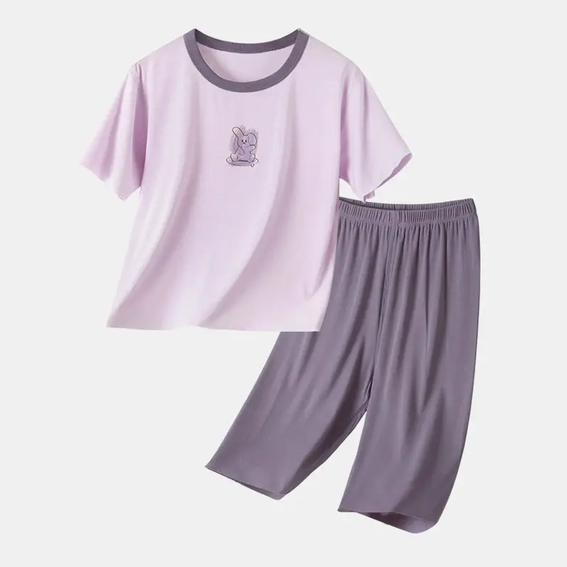 Kaka Panda Boys' Purple Short Sleeve T-Shirt & Shorts Set