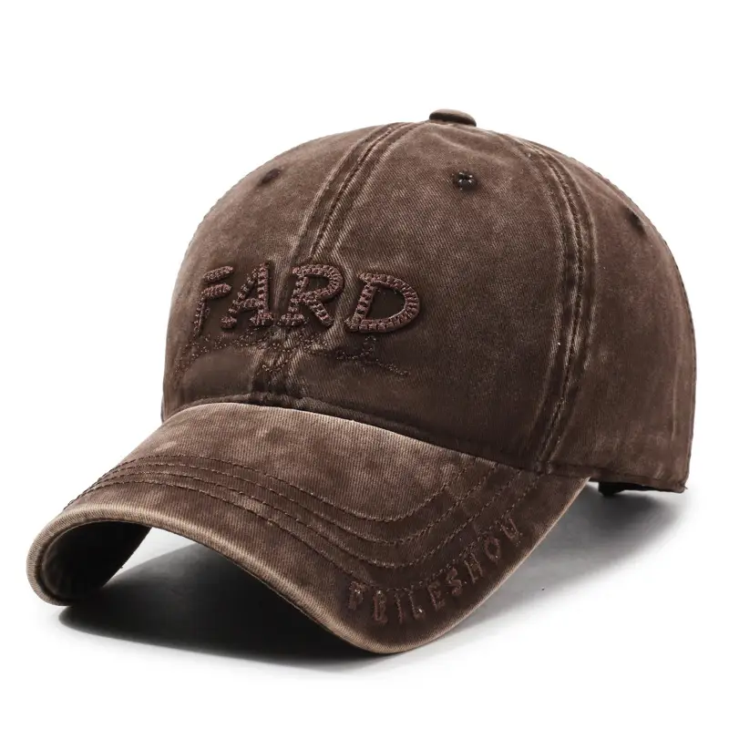 Men's Distressed Washed Embroidered Baseball Cap Navy Blue