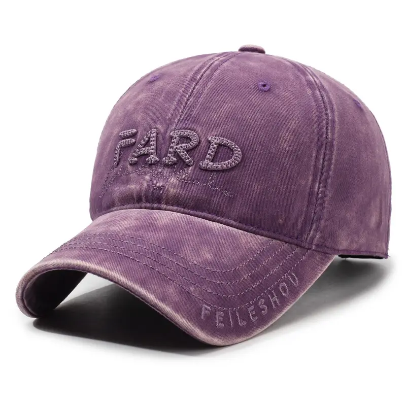 Men's Distressed Washed Embroidered Baseball Cap Navy Blue