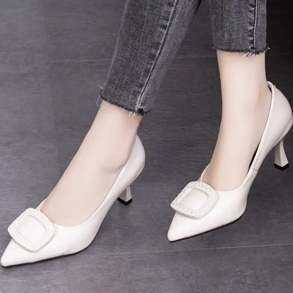 Long Stand Not Tired Feet High Heels Women's Temperament New Commuter Professional plus size Work Shoes Soft Sole Thin Heel Black Single Shoes — feature 3