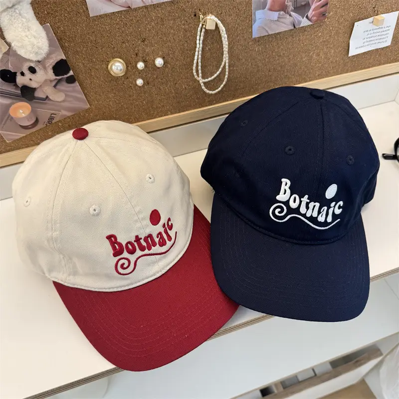 Women's Letter Embroidered Cap White Red Blue