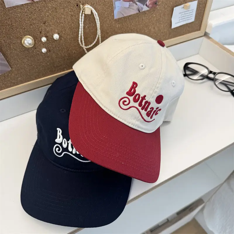 Women's Letter Embroidered Cap White Red Blue
