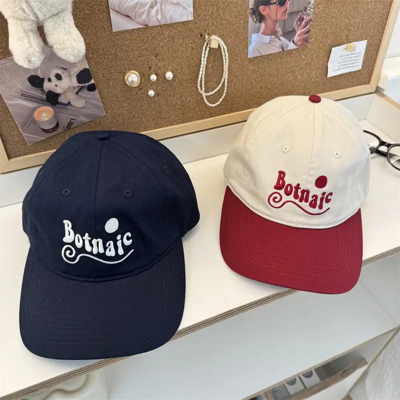 Women's Letter Embroidered Cap White Red Blue