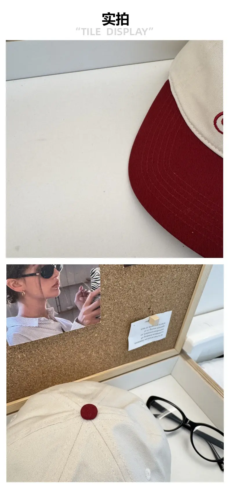 Women's Letter Embroidered Cap White Red Blue — feature 4