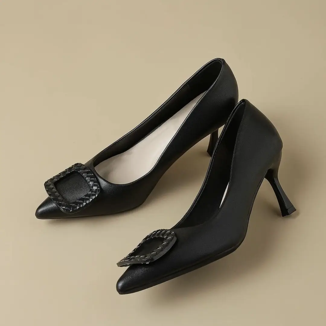 Professional High-heeled Shoes Women's Thin-heeled Soft-soled Interview Flight-attendant Students Etiquette Class Dress Commuter Black Work Shoes Leather Shoes - Image 4