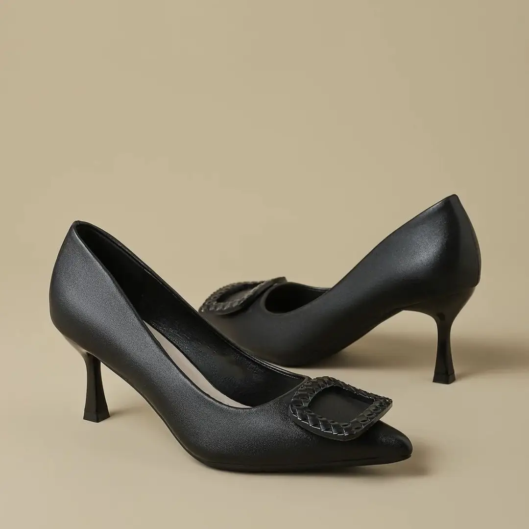 Professional High-heeled Shoes Women's Thin-heeled Soft-soled Interview Flight-attendant Students Etiquette Class Dress Commuter Black Work Shoes Leather Shoes - Image 5