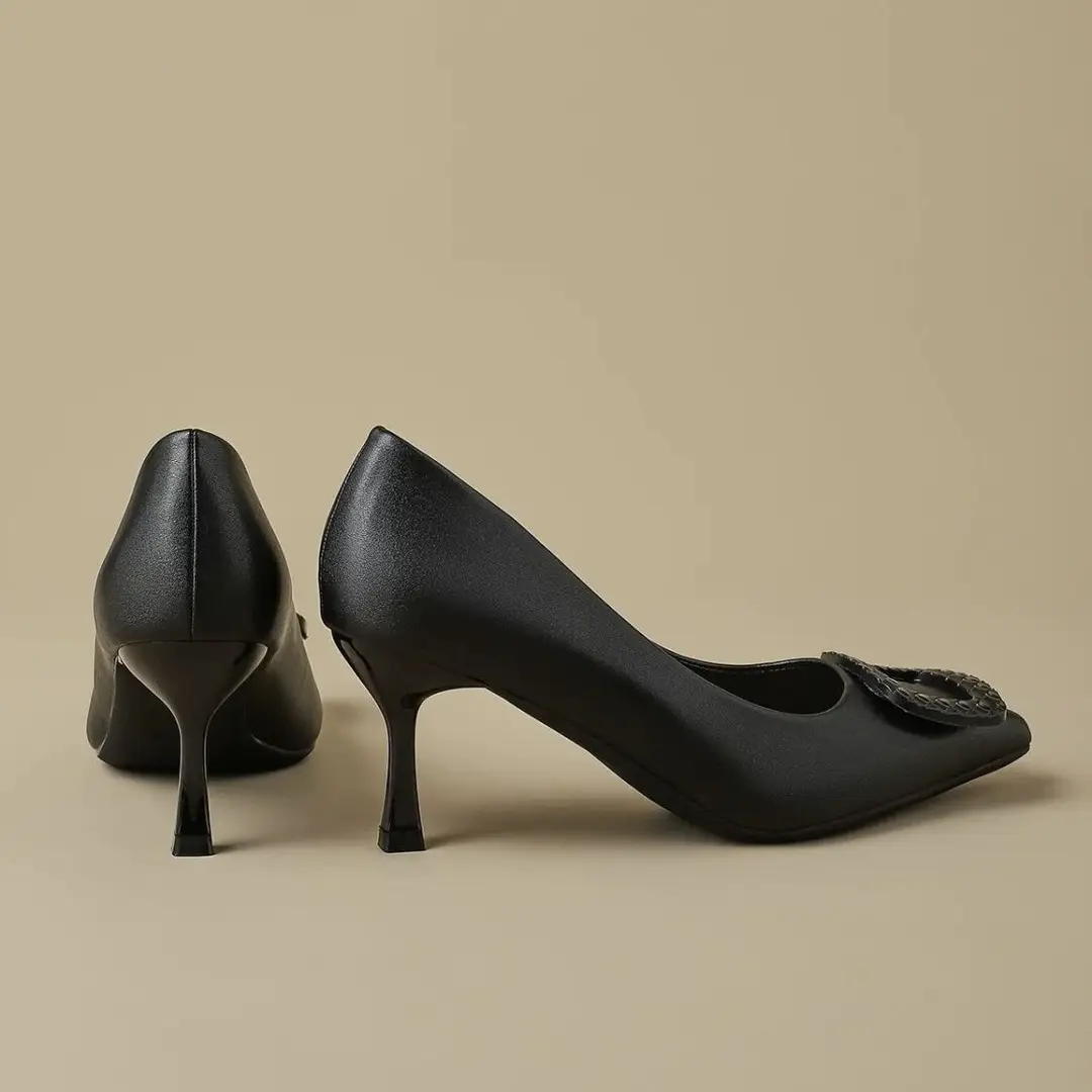 Professional High-heeled Shoes Women's Thin-heeled Soft-soled Interview Flight-attendant Students Etiquette Class Dress Commuter Black Work Shoes Leather Shoes - Image 6