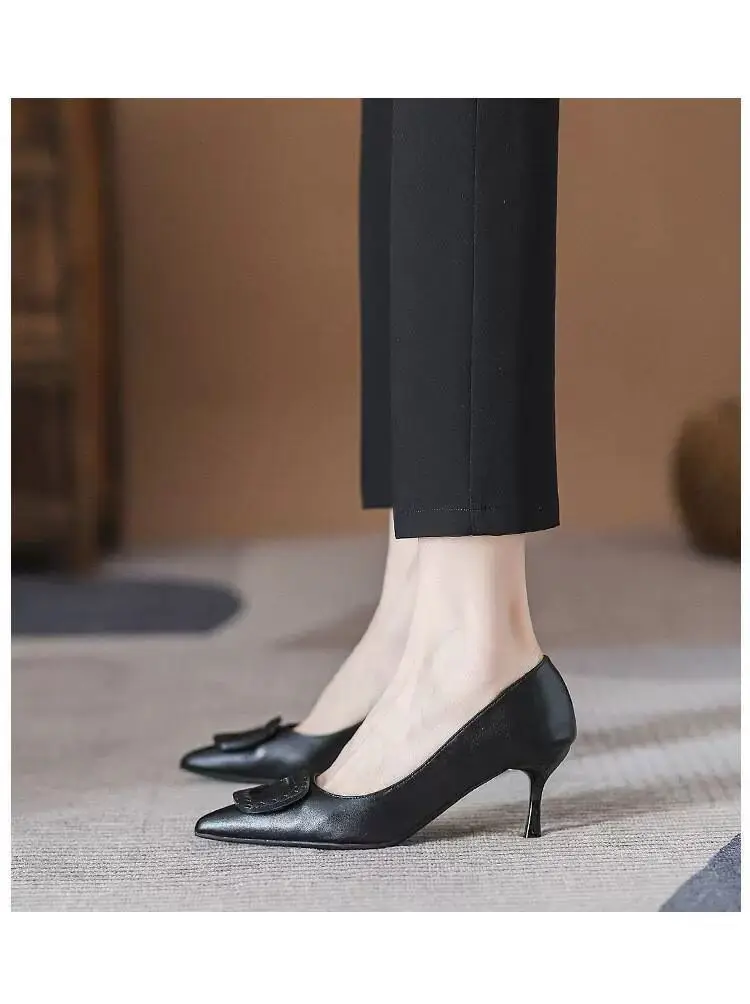 Professional High-heeled Shoes Women's Thin-heeled Soft-soled Interview Flight-attendant Students Etiquette Class Dress Commuter Black Work Shoes Leather Shoes — feature 5