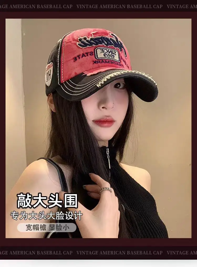 Retro Men's Letter Cap Red Black State Badge — feature 1