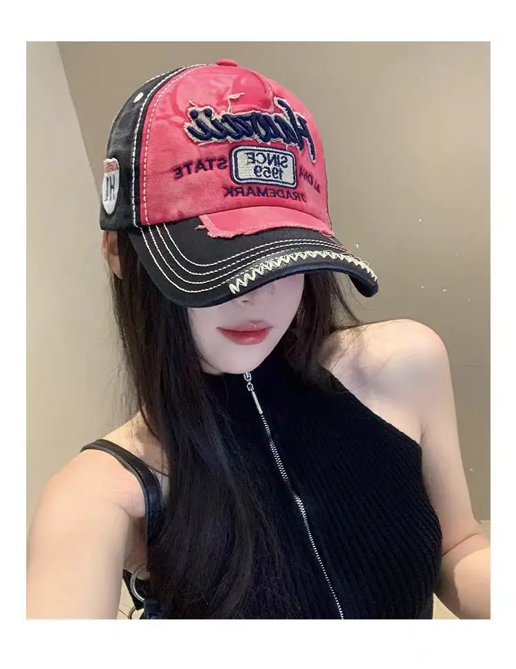 Retro Men's Letter Cap Red Black State Badge — feature 11