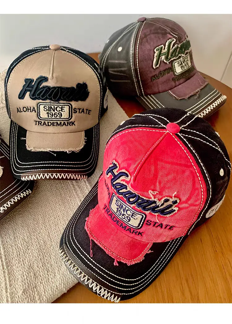 Retro Men's Letter Cap Red Black State Badge — feature 12